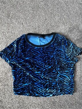 Urban Outfitters Blue & Black Zebra Crop Top